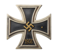 IRON CROSS FIRST CLASS 1939 UNMARKED, NONMAGNETIC IN CASE MAKER BY C.E. JUNCKER, BERLIN.