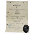 SS Police Division paper award with wound badge black.