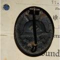 SS Police Division paper award with wound badge black.