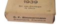 IRON CROSS FIRST CLASS 1939 MARKED 20 IN CARTON AND CASE BY C. F. ZIMMERMANN.
