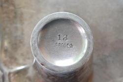 Silver plate of the 7th Infantry Regiment with silver glasses