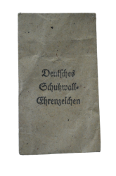 A West Wall Campaign Medal with enwelope maker Carl Poellath, Schrobenhausen.