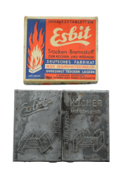 ESBIT FIELD STOVE (Esbit Feldkocher) with PACKAGED FUEL TABLETS BOX.