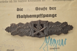 Close Combat Clasp Silver With Paper Award. 
