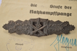 Close Combat Clasp Silver With Paper Award. 