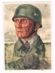 KNIGHT’S CROSS WINNER ‘BRUNO BRÄUER’ ARTWORK POSTCARD.