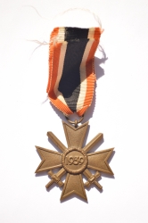 Set badges Iron Cross, War Merit Cross with swords and ribbon bar.