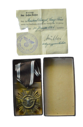 A Long Service Decoration, III Class For 10 Years With Case and paper award for doctor, By  Josef Hillebrand, Gablonz.