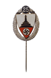 A German Veterans Association Twenty Five Year Membership Badge on Pin