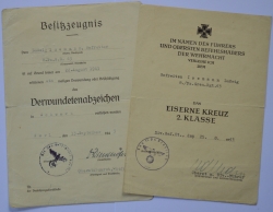 Set Paper Awards after Gefreiten Isemann Ludwig 8./Pz.Gren.Rgt.63