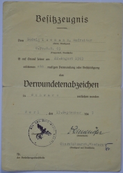 Set Paper Awards after Gefreiten Isemann Ludwig 8./Pz.Gren.Rgt.63