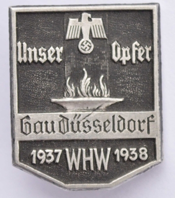 A 1937/38 WHW (Winter Relief Of The German People) Gau Düsseldorf Donation Badge