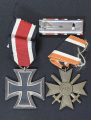 Set badges Iron Cross, War Merit Cross with swords and ribbon bar.