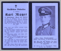 A 1941 Obituary (Death Card) To Soldier Wehrmacht Karl Mayer..