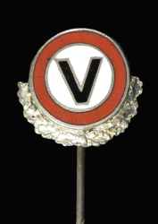 German "V" (Viktoria / V-Aktion) propaganda pin from World War II.