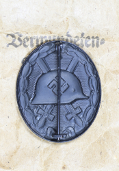 WOUND BADGE BLACK GRADE, MAGNETIC IN ENVELOPE MARKED Rudolf A. Karneth & Sohne, Gablonz a.N.