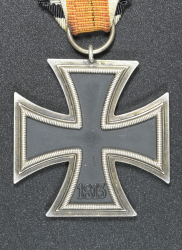 Iron Cross Second Class 1939 unmarked "65" maker Klein & Qenzer Idar-Oberstein with rare early long orange coloured ribbon.