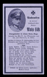 A Obituary (Death Card) soldier of the Grenadier Regiment to Obergefreiter Alois Süß.