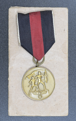An Entry Into The Sudetenland Commemorative Medal In Its Original Paper Packet Of Issue By Eugen Schmidthaussler, Pforzheim